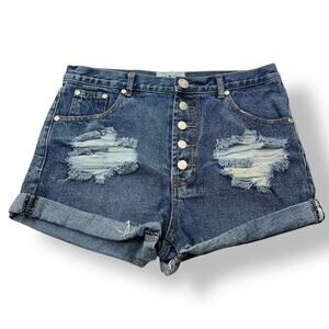 One x One Teaspoon Low Waist Bonita‎ Raw Hem Distressed Jean Shorts Sz 28